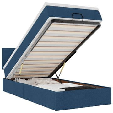 Vidaxl Otomanski posteljni okvir z vzmetnico moder 80x200 cm blago