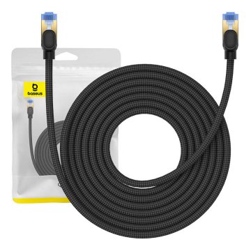 BASEUS Pleteni omrežni kabel cat.7 Ethernet RJ45, 10 Gb/s, 8 m (črn)