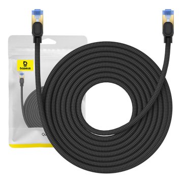 BASEUS Pleteni omrežni kabel cat.7 Ethernet RJ45, 10Gbps, 10m (črn)