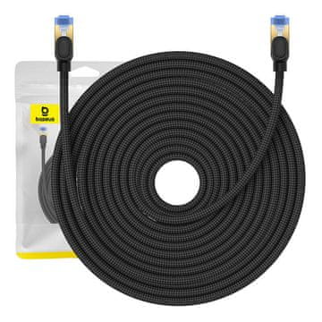 BASEUS Pleteni omrežni kabel cat.7 Ethernet RJ45, 10 Gb/s, 25 m (črn)
