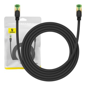BASEUS Pleteni omrežni kabel cat.8 Ethernet RJ45, 40Gbps, 2m (črn)