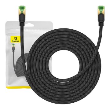 BASEUS Pleteni omrežni kabel cat.8 Ethernet RJ45, 40Gbps, 8m (črn)