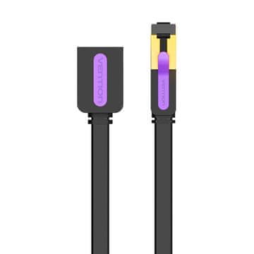 Vention Ploščat podaljšek omrežnega kabla CAT7 Vention ICBBI RJ45 Ethernet 10 Gbps 3 m črn