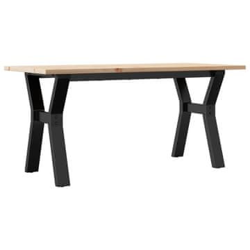 Vidaxl Klubska mizica Y okvir 100x50x45 cm trdna borovina jeklo