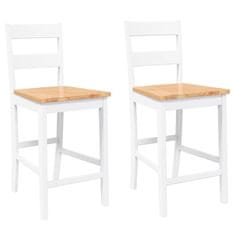 Vidaxl Bar Stools 2 kosa bele masivne lesene gume