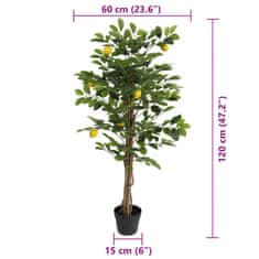 Vidaxl Umetni limonovec s 3 debli zelen 120 cm PP