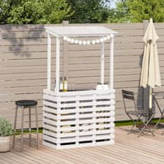 Vidaxl Zunanja barska miza s streho bela 112,5x57x195,5 cm trden les