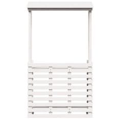 Vidaxl Zunanja barska miza s streho bela 112,5x57x195,5 cm trden les