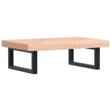 Vidaxl Stenska polica za umivalnik jeklo in trdna bukovina