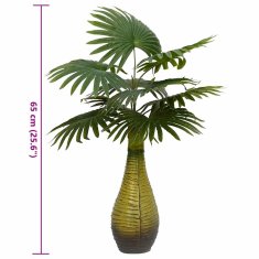 Vidaxl Umetna rastlina palme 9 listov 65 cm zelena