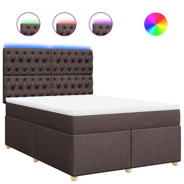 Vidaxl Box spring postelja z vzmetnico temno rjav 140x190 cm blago