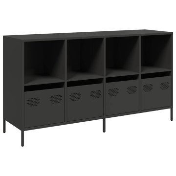 Vidaxl Komoda črna 135x39x73,5 cm hladno valjano jeklo