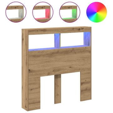Vidaxl Omarica za vzglavje postelje LED artisian hrast 100x17x102 cm