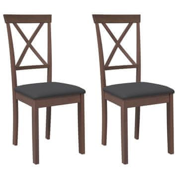 Vidaxl Jedilni stoli z blazinami 2 kosa Brown Solid Wood Rubber