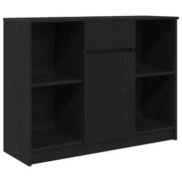 Vidaxl Komoda s predalom črna hrast 101x35x76 cm inženirski les