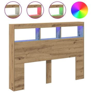 Vidaxl Omarica za vzglavje postelje LED artisian hrast 140x17x102 cm