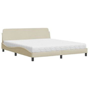 Vidaxl Postelja z vzmetnico Dover krem 180x200 cm blago
