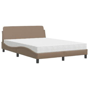Vidaxl Postelja z vzmetnico Dover kapučino 140x190 cm umetno usnje