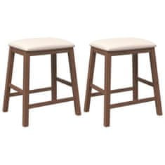 Vidaxl Bar stoli z blazinami 2 kosa Brown Solid Wood Rubber