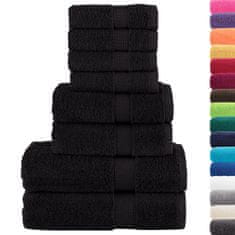 Vidaxl Komplet brisač iz bombaža 8-delni SOLUND črna 600 gsm