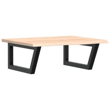 Vidaxl Stenska polica za umivalnik jeklo in trdna hrastovina