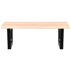 Vidaxl Stenska polica za umivalnik jeklo in trdna hrastovina