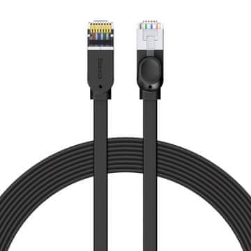 MojPlanet Cat 6 UTP Ethernet RJ45 Cable Flat 8 m črna