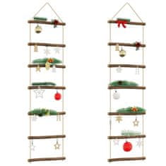 Vidaxl Stenske dekoracije v obliki lestve 2 kosa 30x100cm Naravna veja