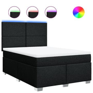 Vidaxl Box spring posteljni z vzmetnico črn 140x190 cm blago