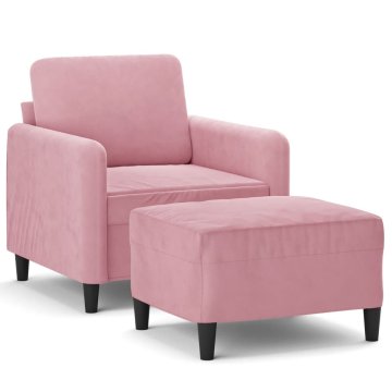 Vidaxl Fotelj s stolčkom za noge roza 60 cm žamet