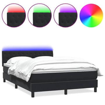 Vidaxl Box spring postelja z vzmetnico LED črna 160x210 cm žamet