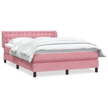 Vidaxl Box spring postelja z vzmetnico roza 140x210 cm žamet