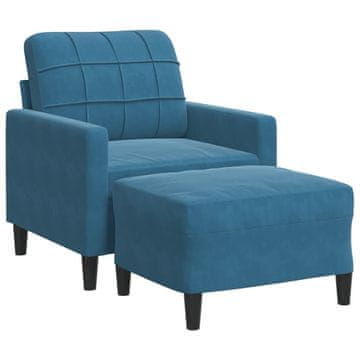Vidaxl Fotelj s stolčkom za noge moder 60 cm žamet