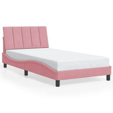 Vidaxl Posteljni okvir brez vzmetnice Hanko roza 100x200 cm žamet