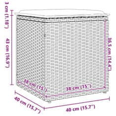 Vidaxl Vrtni stolčki z blazinami 2 kosa Bež 40x40x43 cm poli ratan