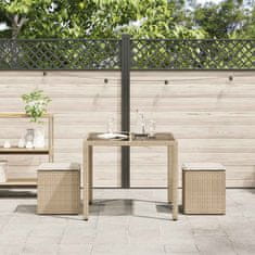 Vidaxl Vrtni stolčki z blazinami 2 kosa Bež 40x40x43 cm poli ratan
