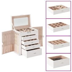 Vidaxl Jewellery Box 5-Layer z ogledalom zaklenljiv Bela
