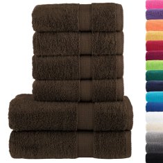 Vidaxl Komplet brisač iz bombaža 6-delni SOLUND rjava 600 gsm