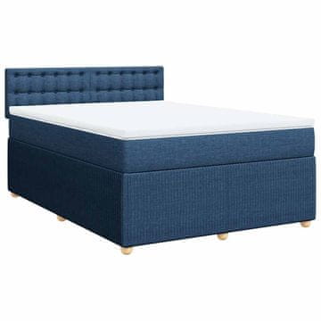 Vidaxl Box spring postelja z vzmetnico modra 140x190 cm blago