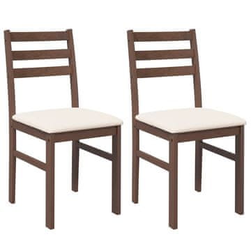 Vidaxl Jedilni stoli z blazinami 2 kosa Brown Solid Wood Rubber