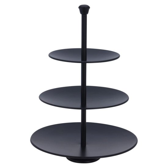 Vidaxl 3-nadstropno servirno stojalo 36,5 cm mat črno