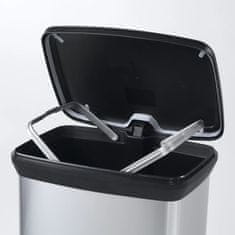 Vidaxl Koš za smeti s pedalom Deco pravokoten 50 L srebrn