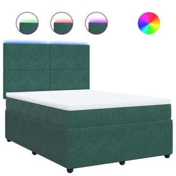 Vidaxl Box spring postelja z vzmetnico temno zelen 140x190 cm žamet
