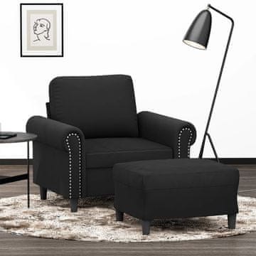 Vidaxl vidaXL Fotelj s taburejem, črne barve, 60 cm, oblazinjen z žametom