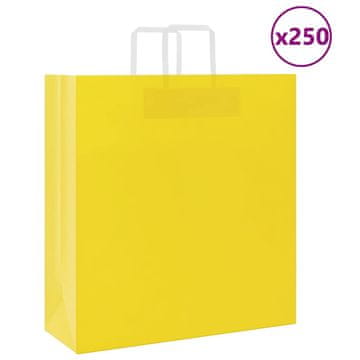 Vidaxl vidaXL Papirnate vrečke 250 kosov z ročaji rumene barve 45x17x48 cm
