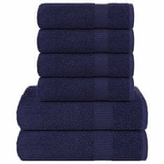 Vidaxl Komplet brisač 6-delni mor. modra 360 gsm 100% bombaž