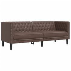 Vidaxl Komplet Chesterfield kavčev 2-delna rjavo umetno usnje