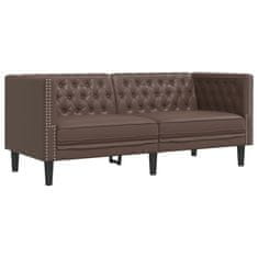 Vidaxl Komplet Chesterfield kavčev 2-delna rjavo umetno usnje