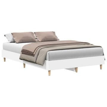 Vidaxl Posteljni okvir brez vzmetnice bel 140x190 cm inženirski les