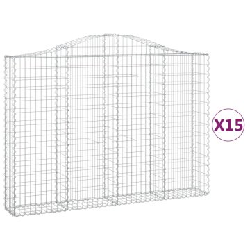 Vidaxl Obokane gabion košare 15kosov 200x30x140/160cm pocinkano železo